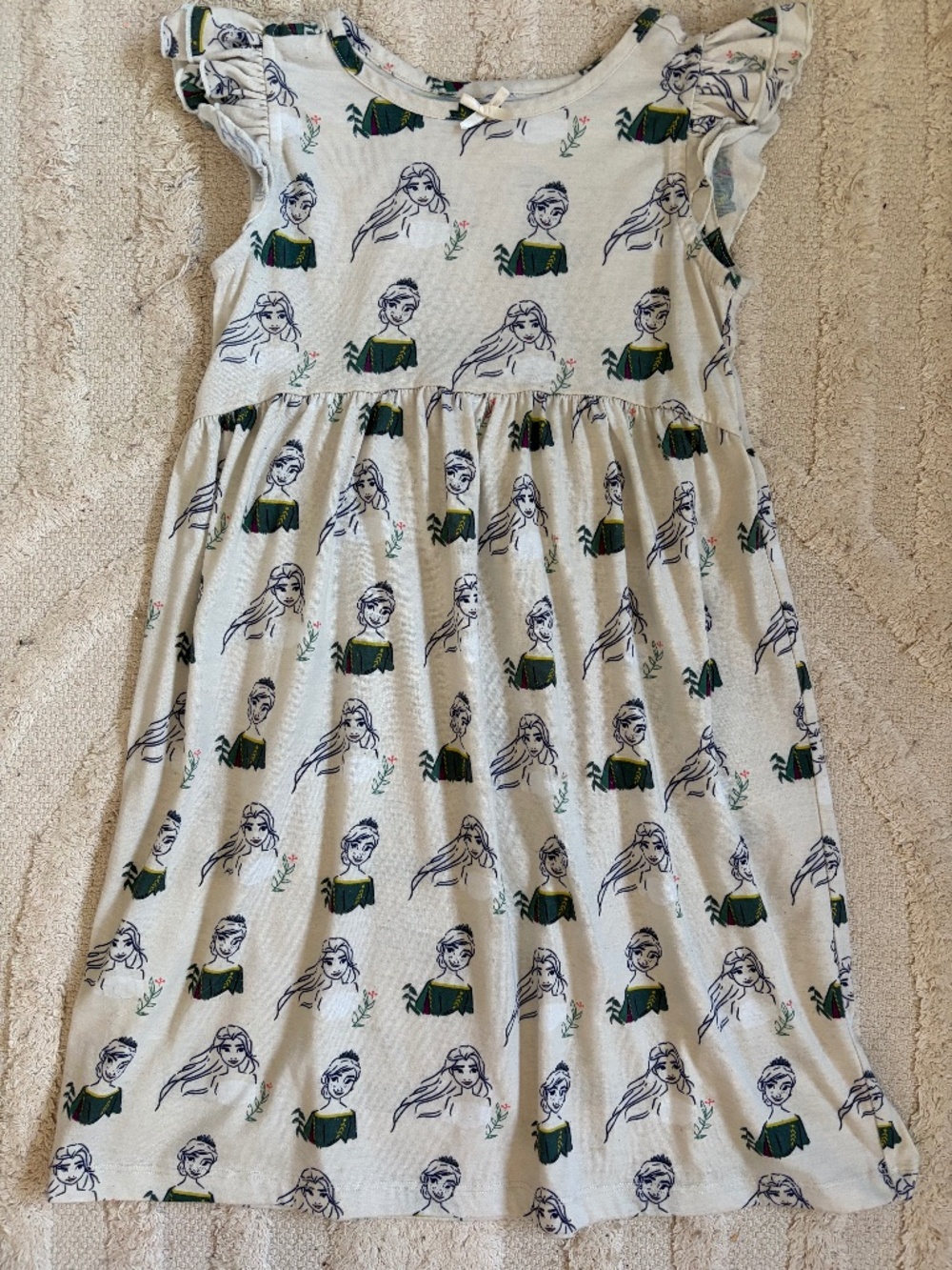 Hanna Andersson Frozen II Nightgown US Size 8 White Anna Elsa Ruffles